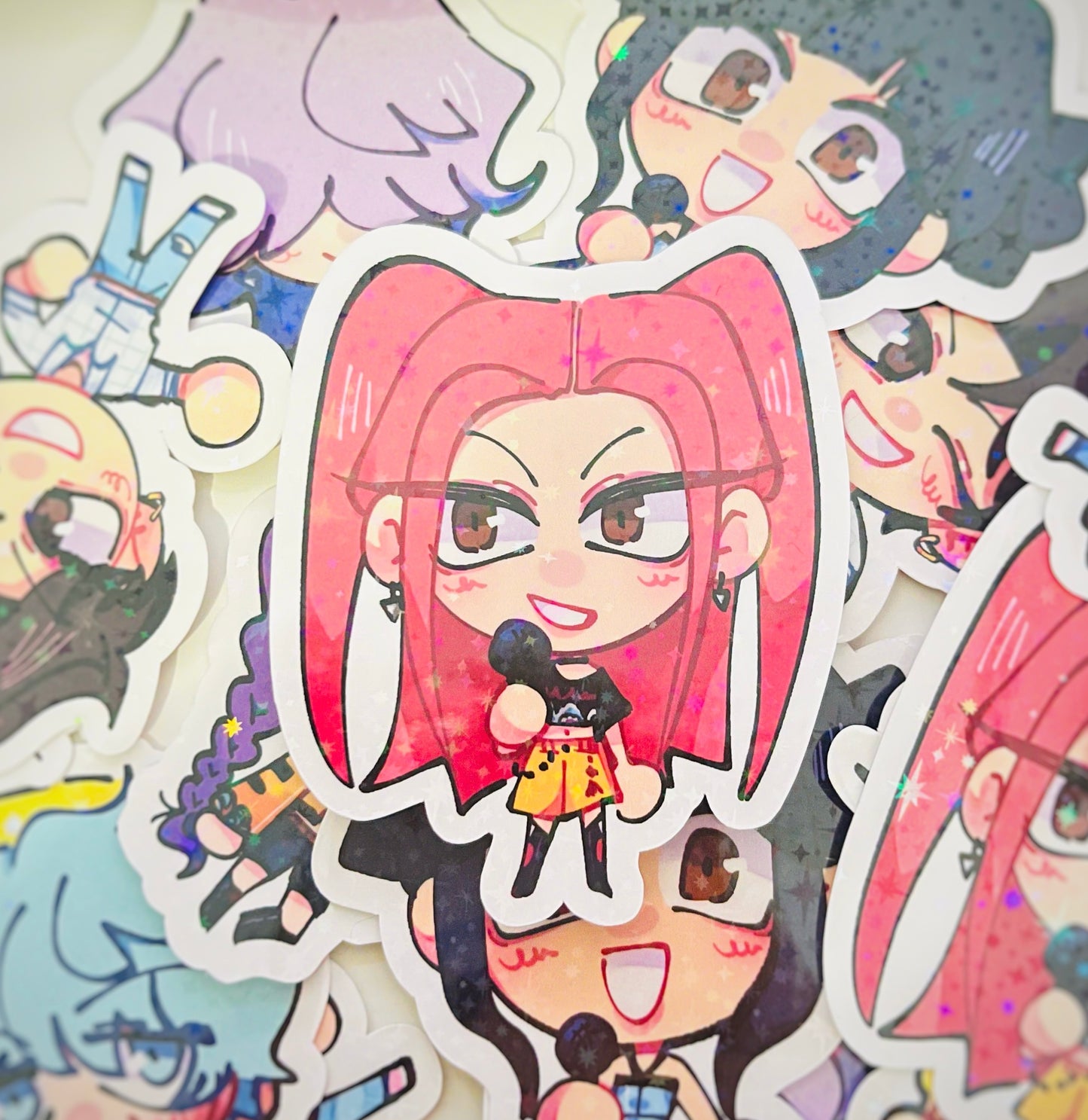 Kpop Demon Hunters Huntrix Holographic Glitter Vinyl Stickers