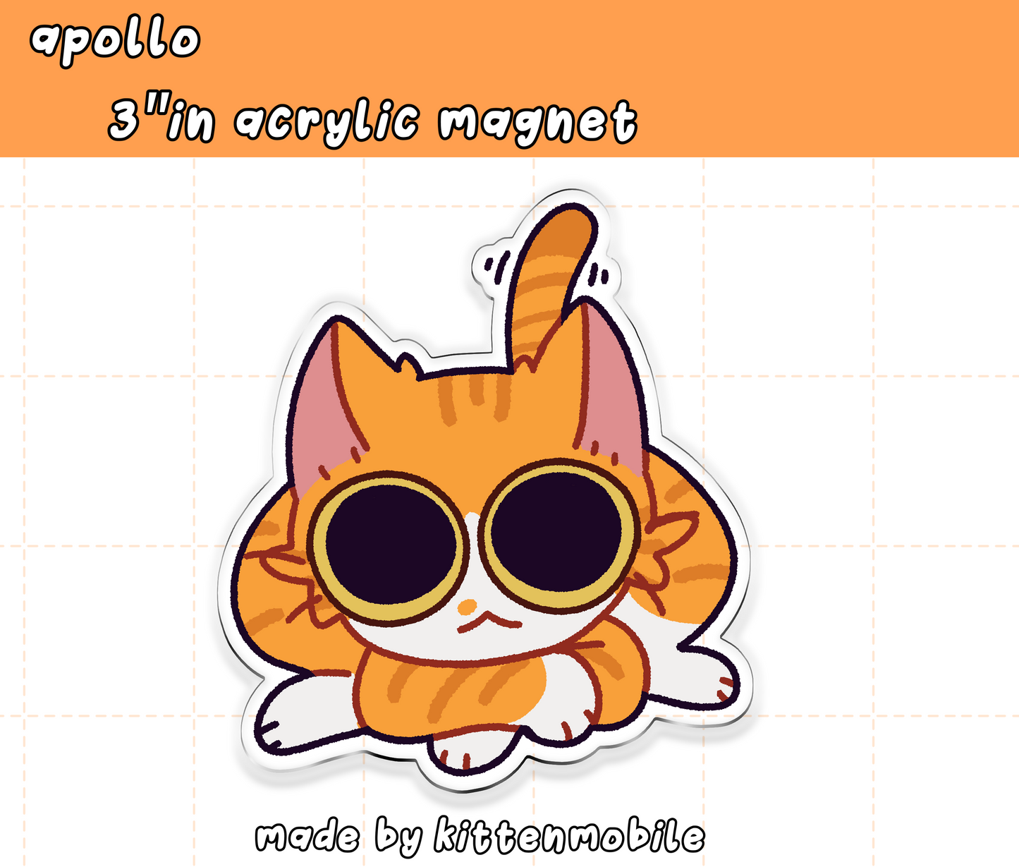 Apollo Orange Cat Acrylic Magnet