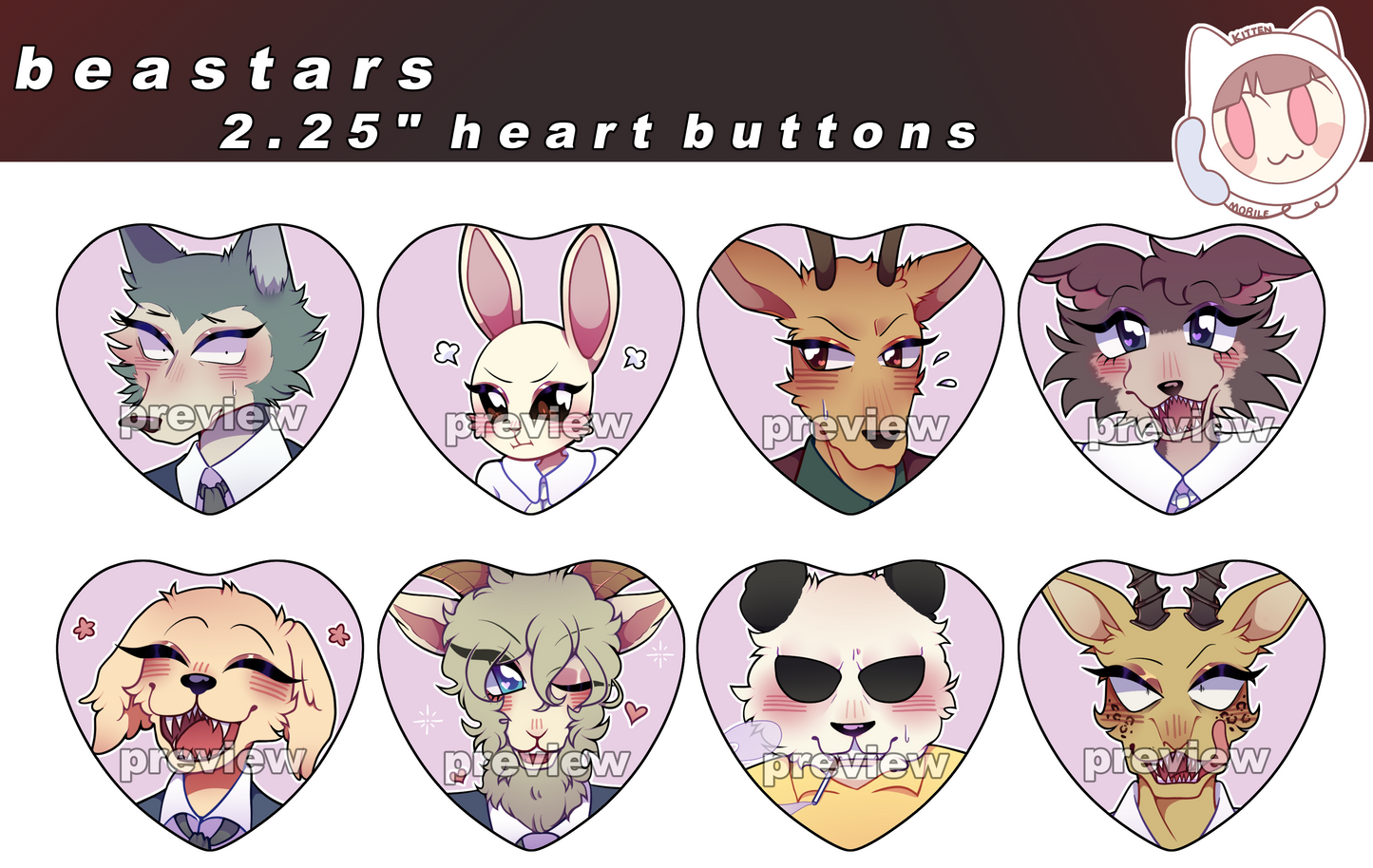 Beastars Heart Pins