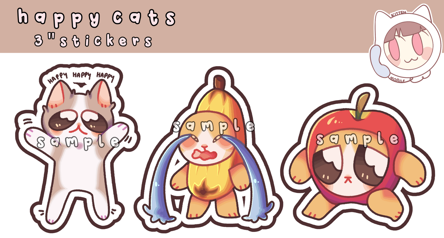 Happy Cats 3" Vinyl Stickers