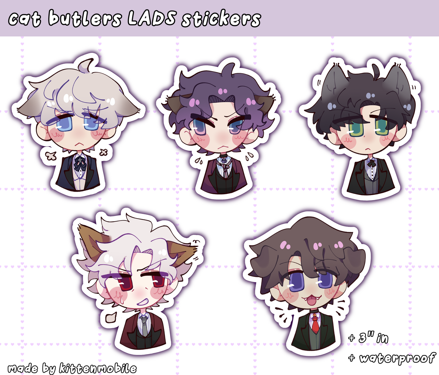 LADS Love and Deepspace Cat Butler 3"in Vinyl Stickers