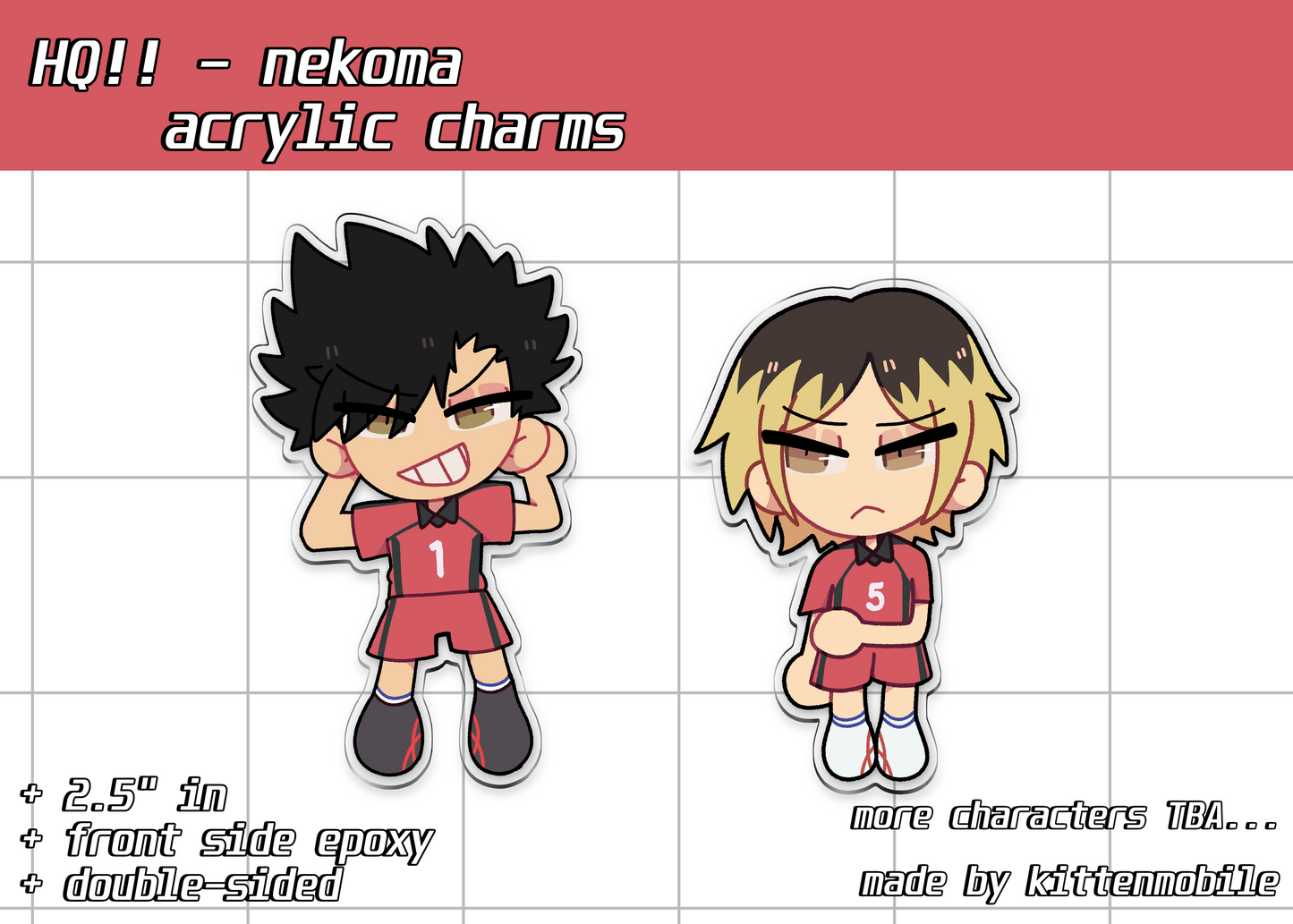 Haikyuu: Nekoma 2.5"in Acrylic Charms