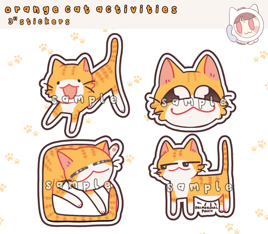Orange Cat Activities 3" Stickers