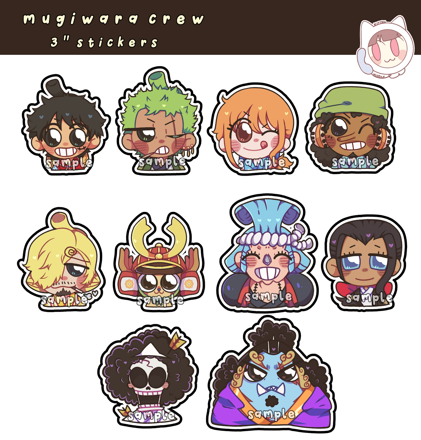 One Piece Strawhat Crew Wano Ver. 3" Vinyl Stickers