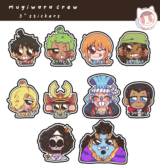One Piece Strawhat Crew Wano Ver. 3" Vinyl Stickers