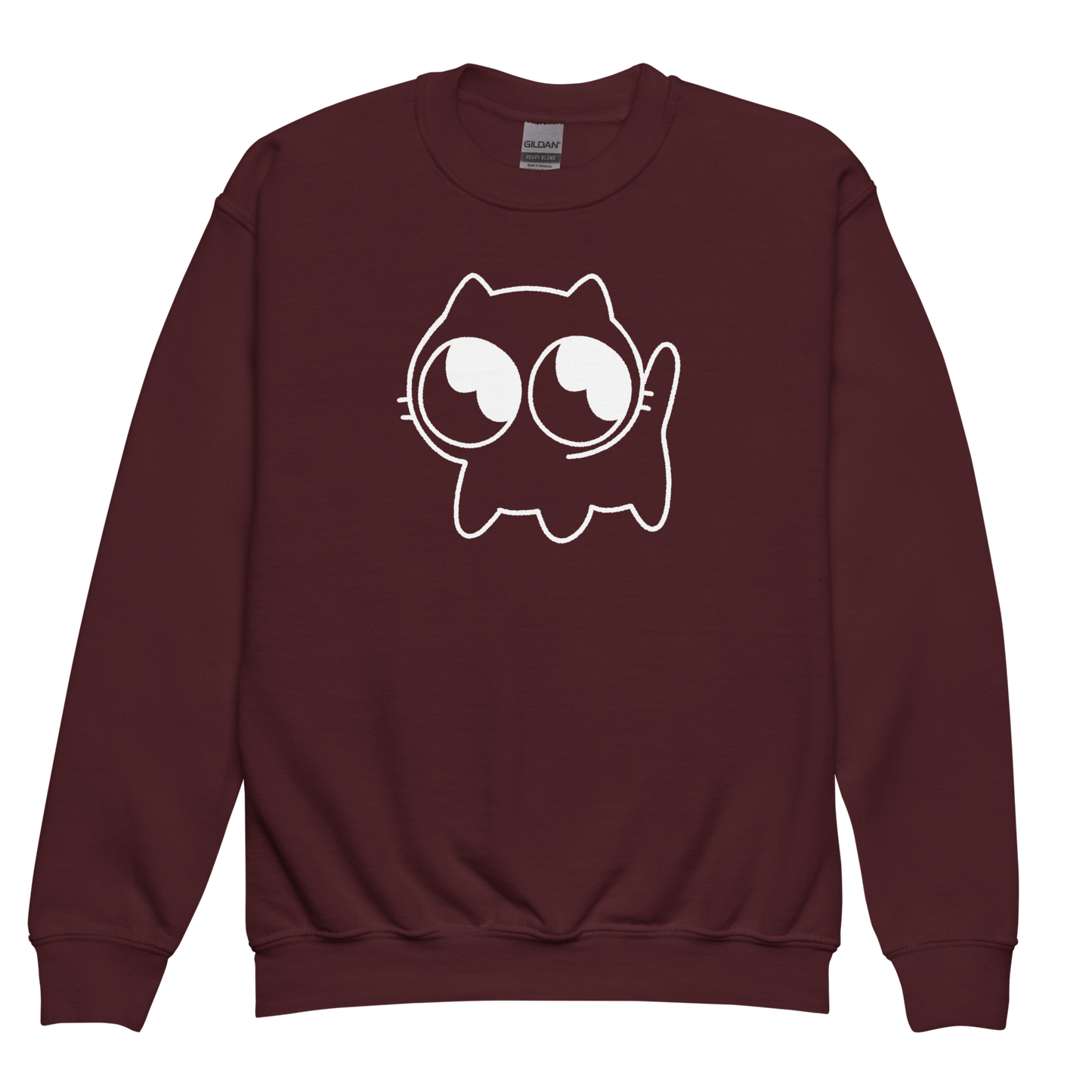 Kids Mocha Crewneck (White Outline)