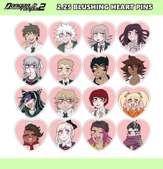 RETIRING Super Danganronpa 2 Blushing Heart Pins