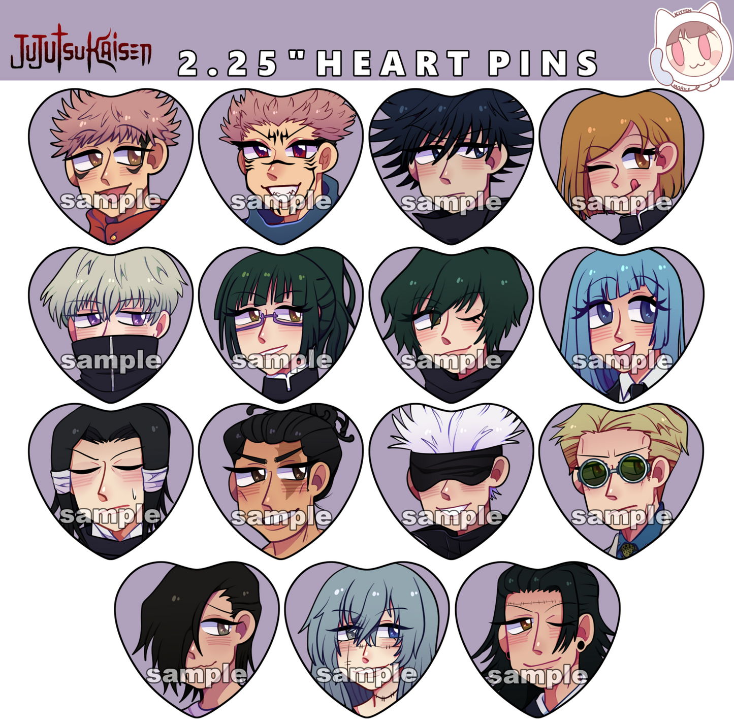 Jujutsu Kaisen 2.25" Heart Pins