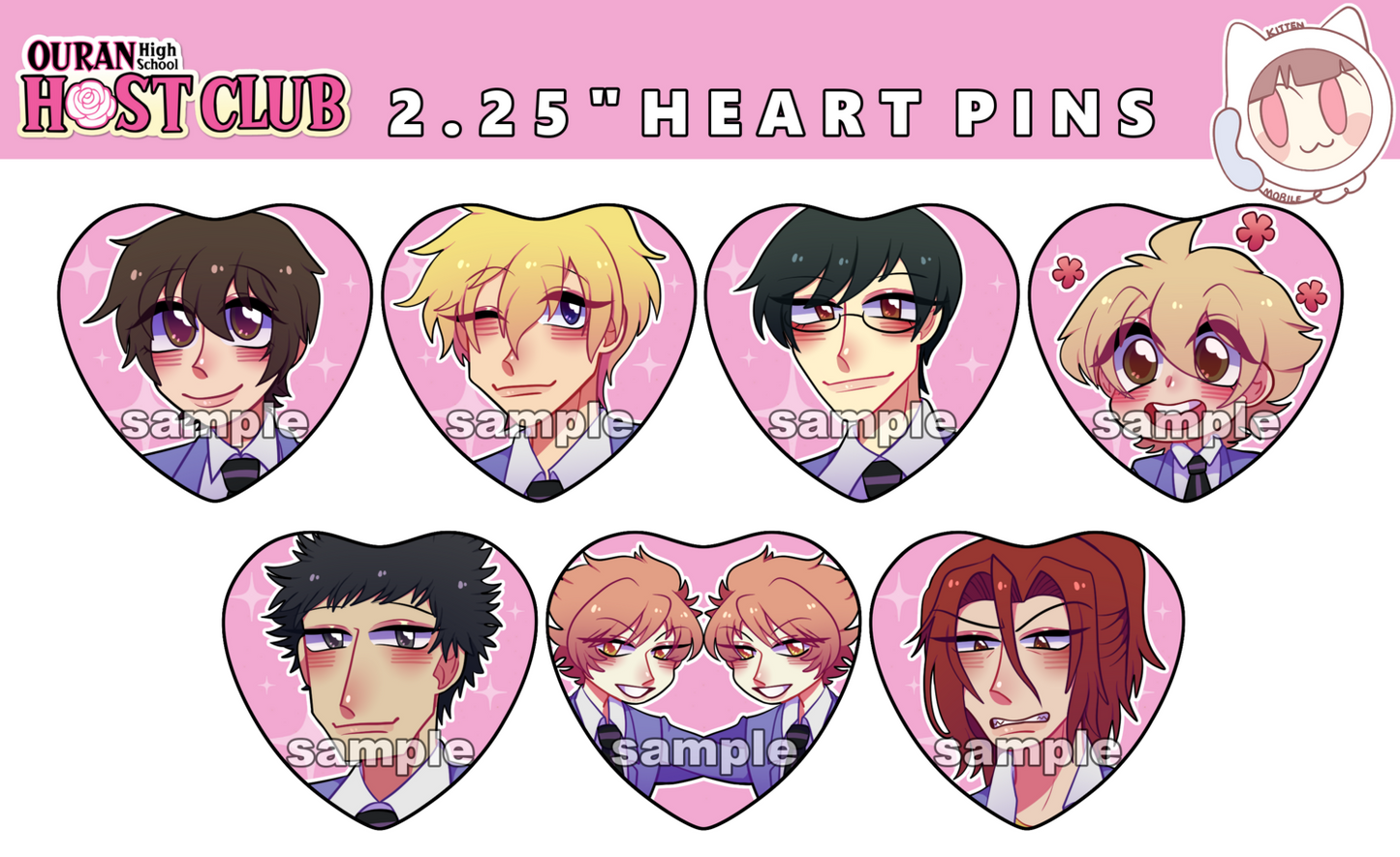Ouran High School Host Club Heart Pins