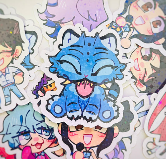Kpop Demon Hunters Derpy Tiger Holographic Glitter Vinyl Stickers