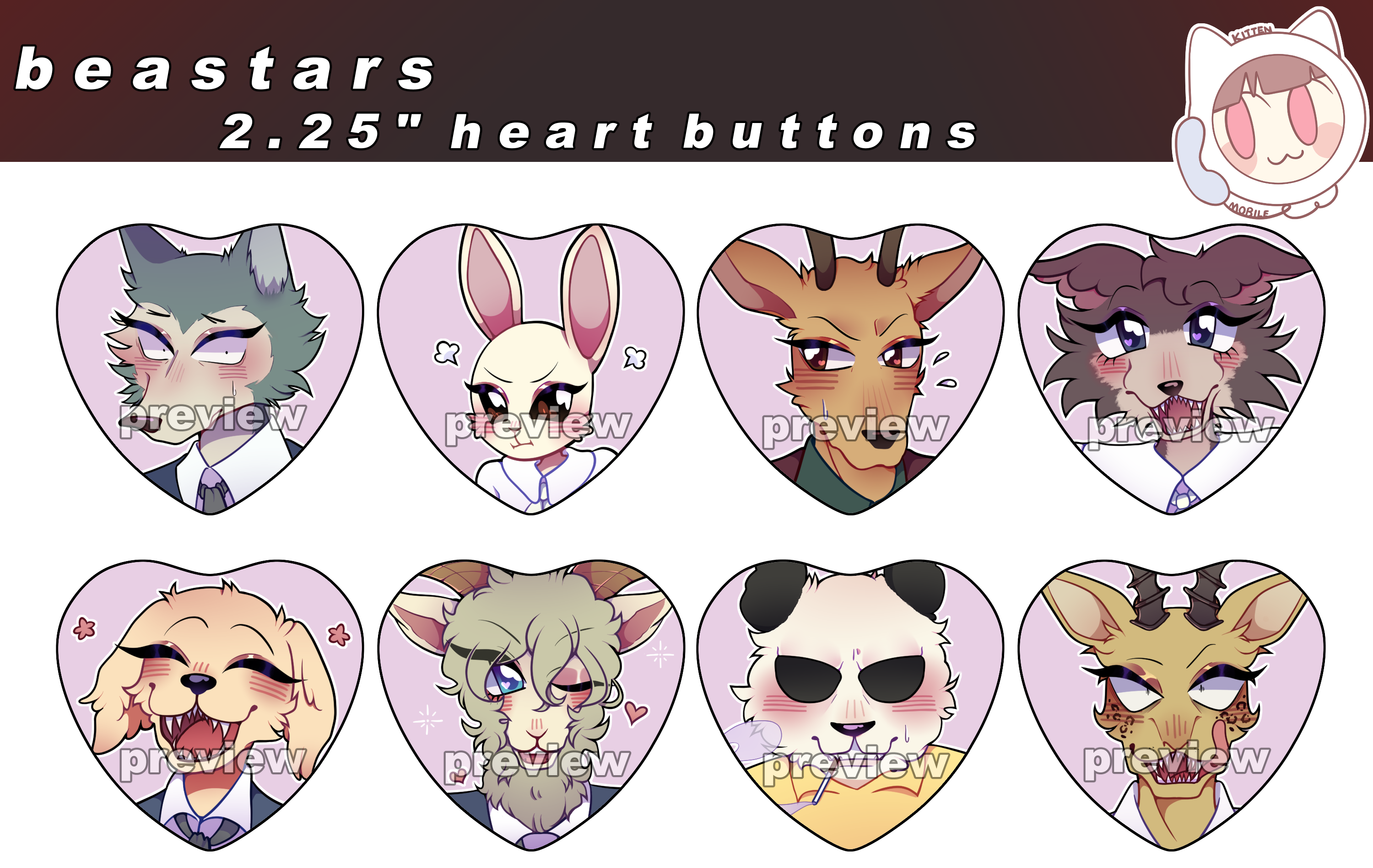 Beastars Heart Pins – Kittenmobile