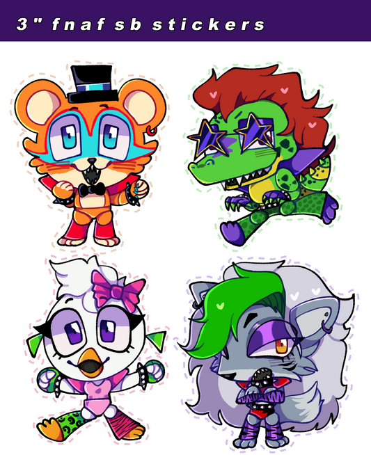 Five Nights at Freddy's: Security Breach 3" Vinyl Stickers