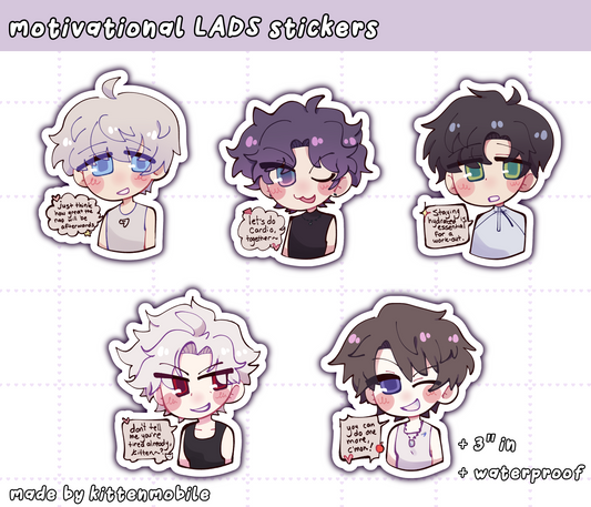 Motivational Gym LADS Love and Deepspace 3"in Vinyl Stickers