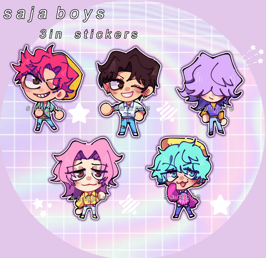 Kpop Demon Hunters Saja Boys Hologaphic Glitter Vinyl Stickers