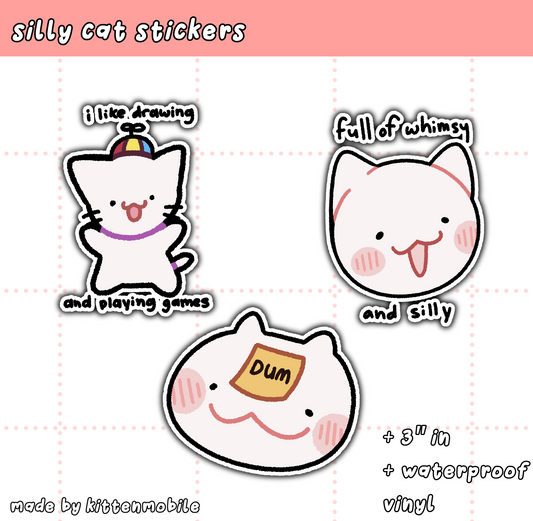 Silly Cats 3"in Vinyl Stickers