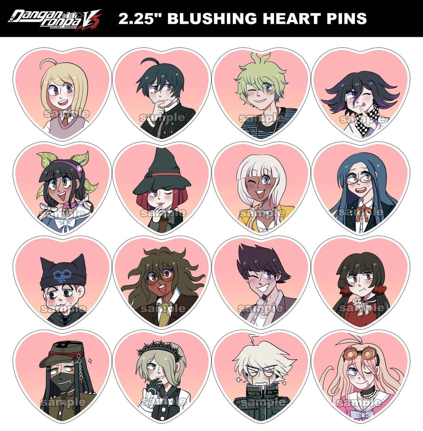 New Danganronpa V3 Blushing Heart pins