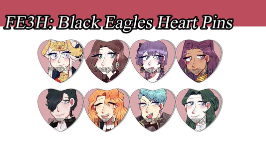 Fire Emblem Three Houses: Black Eagles Heart Pins