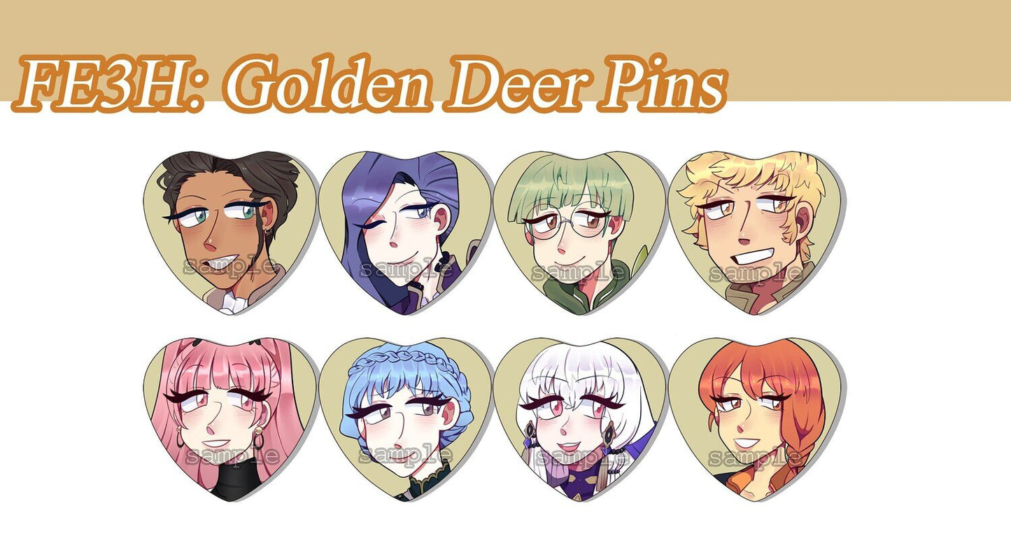 Fire Emblem Three Houses: Golden Deer Heart Pins
